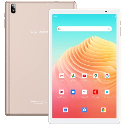 LNMBBS T610 Tablet 10 Pulgadas, Android 10.0, 5G WiFi, procesador de 8 núcleos a 1.8Ghz, 1920*1200 FHD, 4GB RAM, 64GB ROM, Cámara de 8MP+2MP, Batería 6000mAh, Face ID, WLAN, GPS, Bluetooth, OTG, Oro