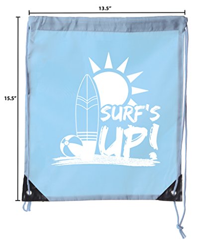 Mato & Hash Summer Pool and Beach Party Drawstring Backpacks - 10PK Baby Blue CA2500Summer S52