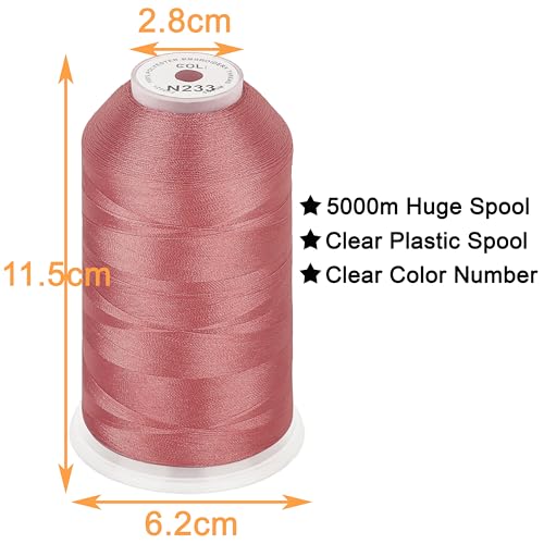 Image of New brothread - Single Huge Spool 5000M Each Polyester Embroidery Machine Thread 40WT for Commercial and Domestic Machines - Salmon Pink (Janome Color)