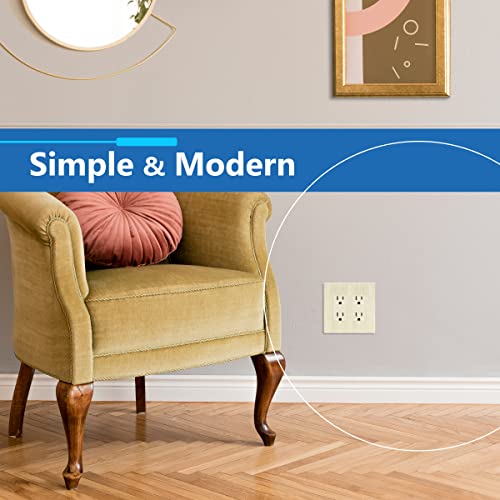 Image of LIDER Double Decorator Switch Cover, Screwless Wall Plate, Mid-Size 2-Gang 4.88 inch x 4.92 inch, UL Listed, Thermoplastic, Brushed Light Almond, 10-Pack