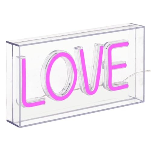 Atmosphera - Tube néon à poser led love rose l 23cm