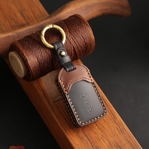 Image of keyzone dual leather key cover for Honda City, Accord, Amaze, CR-V, WR-V 3 button smart key