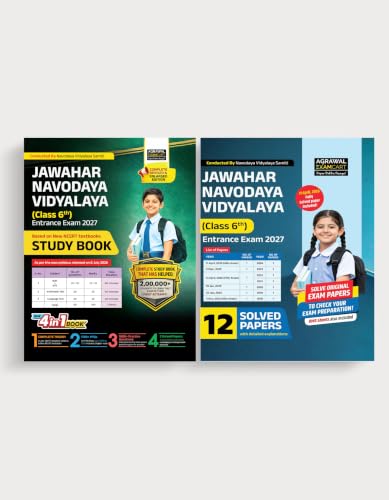 Image of Examcart Jawahar Navodaya Vidyalaya (JNV) Class 6 Entrance Exam Combo 2027 | Study Book + 12 Solved Papers | Chapterwise Theory & Question, Previous Year Papers, OMR Sheets (English) (Set of 2 Books)