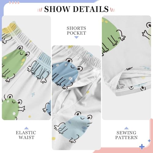 Boys' Pants Blue Green Frogs Doodle Long Bottoms Jogger Pants Elastic Waist Trousers with Pockets S-XL4