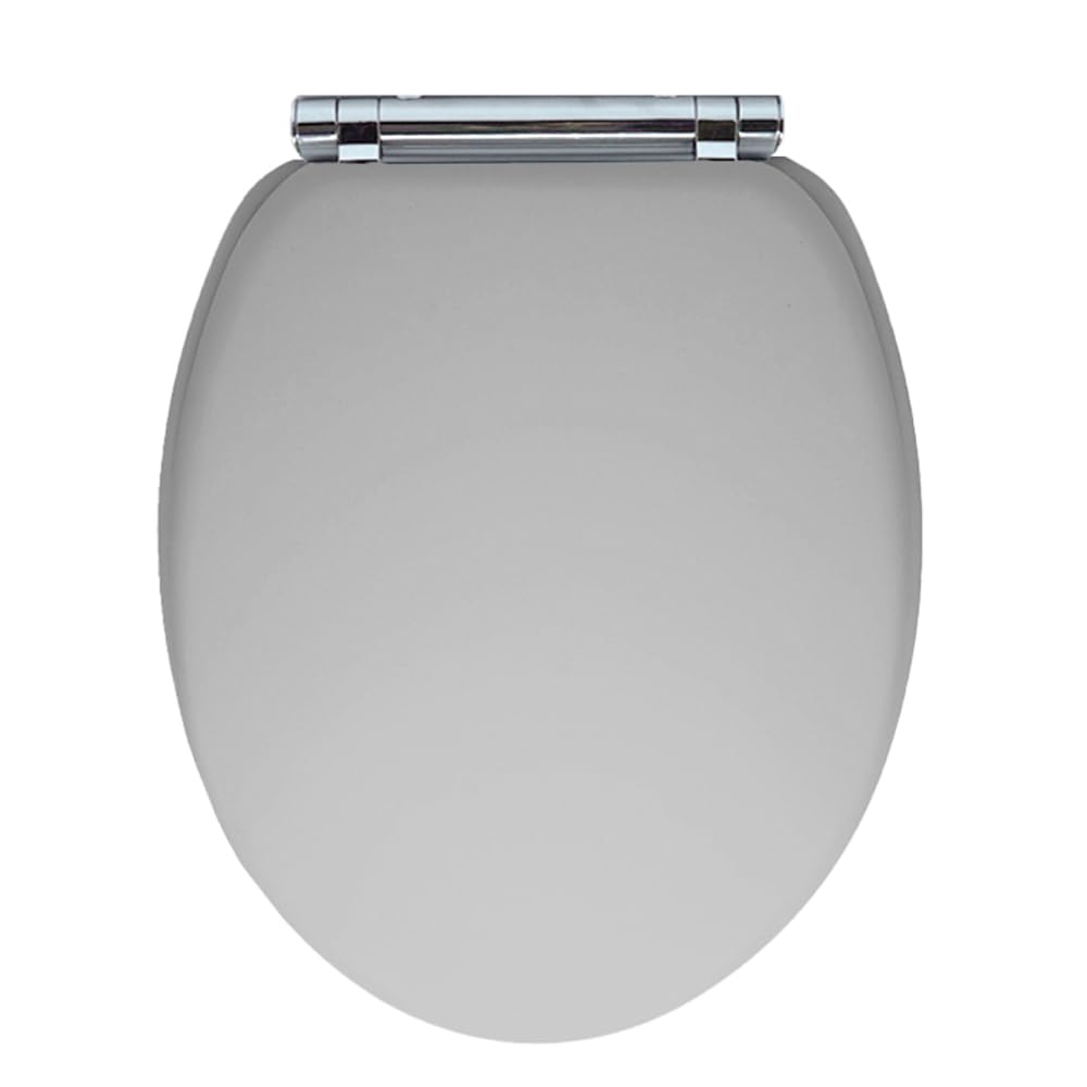 Aqualona Grey Aqualona® Luxury Soft Touch Slow Close Toilet Seat With One Button Hinge Release - Click, Lift & Clean Technology - Soft Rubber Coating - Matte Finish - Soft And Warm To Touch (Grey)