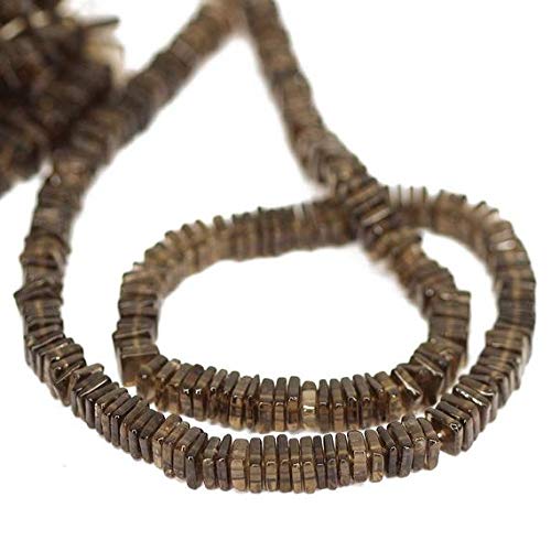 LKBEADSLKBEADS Brown Smoky Quartz Smooth Heishi Cube Square Gemstone Craft Loose Beads Strand 16 Inch Long 6mm Code-HIGH-1881