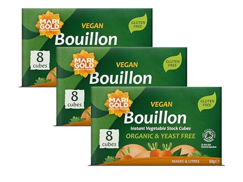 Marigold Organic Vegan Bouillon Vegetable Stock Cubes – Yeast Free, Gluten Free, Instant Flavour Booster – 8 Cubes (Pack of 3)