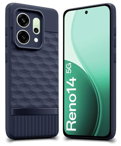 Image of WOW IMAGINE Silicone Back Cover for Oppo Reno 14 5G with Hexa Cube Design (Blue)