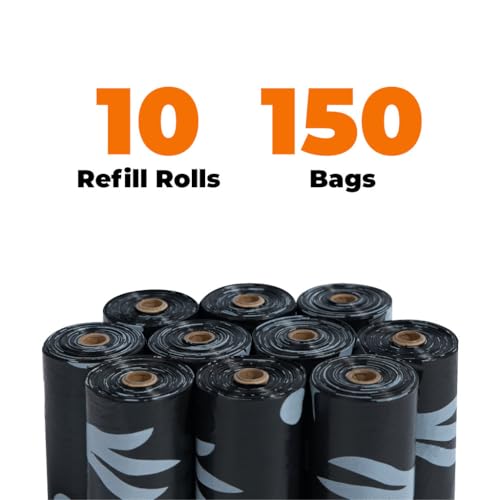 Image of Best Pet Supplies Poop Bags for Dogs, 50% Post-Consumer Recycled Content dog waste bags on rolls, fits all poop bag holders for leashes - Black, 150 Count, Unscented