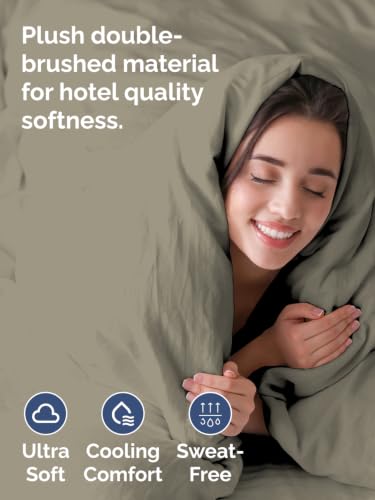 Image of Duvet Cover Queen Size - Extra Soft 3 Piece with Zipper Closure - Khaki