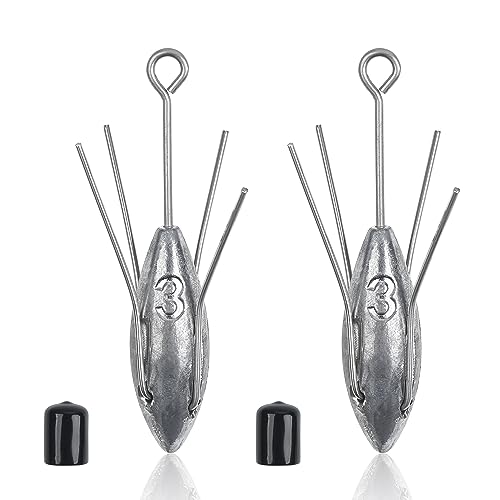 2PCS Sputnik Sinker Fishing Equipment Long Tail Fishing Sinkers Saltwater Surf Casting Sinkers Catfish Beach Spider Weights for Ocean Sea Sand