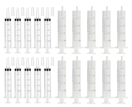 HUAZIZ 20 Piezas Jeringuilla, Jeringa de Plástico con Medición, Jeringa de Plástico sin Aguja, Adecuada para Líquidos de Medición, Alimentación de Mascotas 20 ml