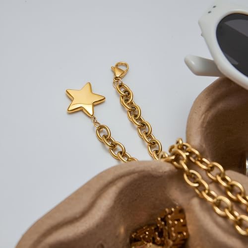 Heart/Star Pendant Necklace for Women 18K Gold Choker Necklaces Chunky Charm Necklaces Statement Necklace Trendy Jewelry4