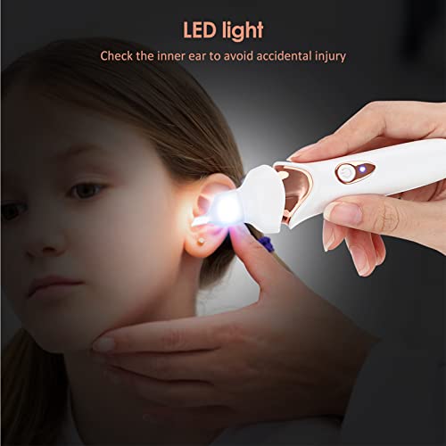 電気耳掃除装置、LEDライト、視覚的な耳吸引、ピッキングアーティファクト、大人と子供のための耳掃除ツール,白