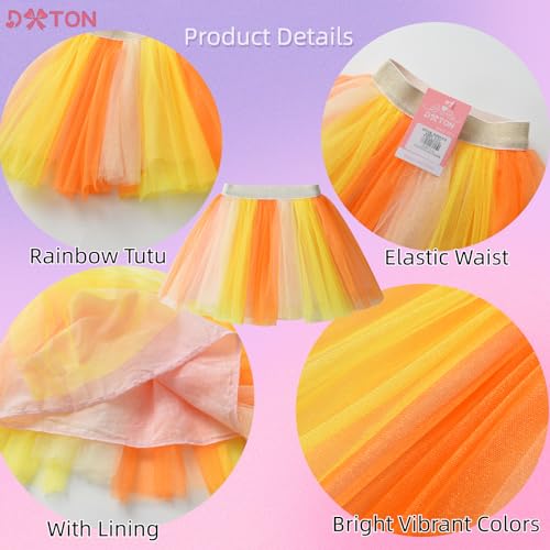 Image of DXTON Girls Tutu Skirt Rainbow Toddler Tulle Ballet Dance Skirt for 3-10Y
