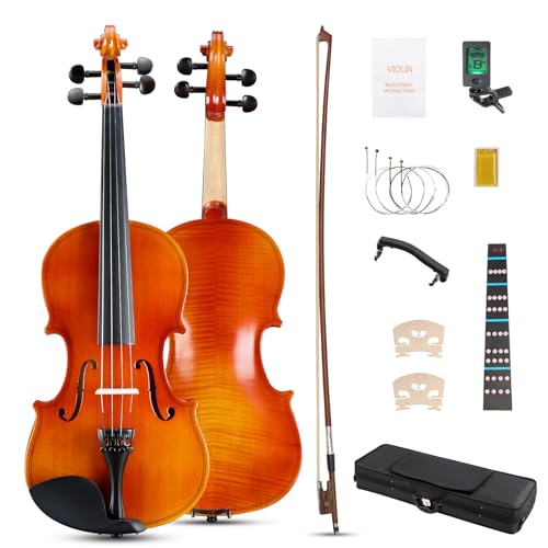 Ktaxon Violin 4/4 Full Size Set Fiddle, Acoustic Violins Complete Kit with Handcrafted Board, Starter Lightweight Hard Case for Beginners, Glossy