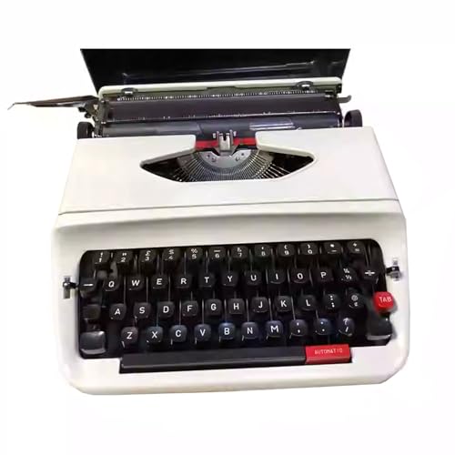 Mechanical English Typewriter,Old Fashioned Traditiona PortableManual Typewriter for Notes Or Letters Or Creative Writing and So On(White)