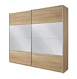 Rauch Schwebetürenschrank mit Spiegel 2-türig , Eiche Sonoma, BxHxT 270x210x62 cm