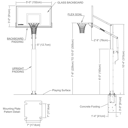 Porter Athletics Big Shot Collegiate Outdoor Basketball Hoop Package – Includes Backboard, Post, Breakaway Rim & Net – Heavy-Duty Steel Frame – Pro-Style Outdoor Basketball Goal System - Thumbnail 2