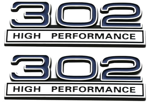 Image of 2pcs 302 Engine 5.0 Liter High Performance Emblms Badge 3D Decals Stickers Cars Trucks (Chrome Blue)