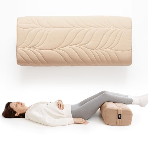 Zonli Yoga Bolster Pillow for Meditation & Restorative Yoga - Rectangular Support Cushion with Removable Cotton Cover & Carry Handle, 26"x11"x7",Coffee