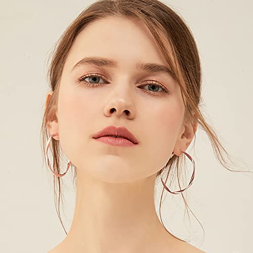 Image of 24K Gold Hoop Earrings for Women Trendy Real Gold Plated Twisted Thin Huggie Hoops, Dainty Cute Big Gold Filled Dangle Hoop Earrings Nickel Free Womens Earrings for Sensitive Ears Hypoallergenic