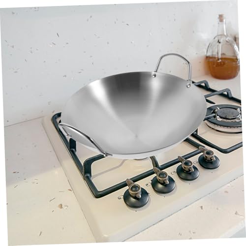 Wok de acero inoxidable con asas dobles para cocina miniatura 4