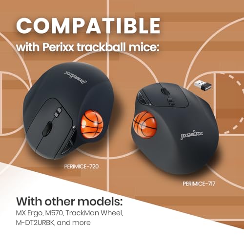 Image of Perixx PERIPRO-303 BKB 1.34 inches Sports Trackball - Fun Novelty Basketball Ball Design - Compatible for M570, M575, PERIMICE-517 /520 /717 /720, and Other 1.34 inches Trackball Mouse