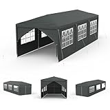 Aufun Pavillon 3x9 m Partyzelt mit 8 abnehmbaren Seitenwänden & Dach Wasserdicht Festzelt Bierzelt Gartenzelt Outdoor Gartenpavillon UV Schutz Winterfest Camping Zelt- Anthrazit