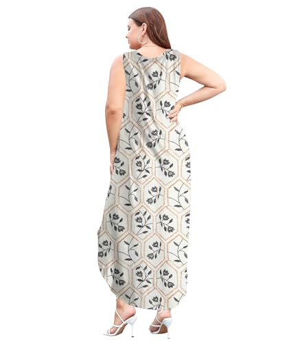 Image of Wolddress Womens 2026 Plus Size Sleeveless Tank Dress Casual Loose Sundress Split Summer Beach Long Maxi Dresses with Pockets