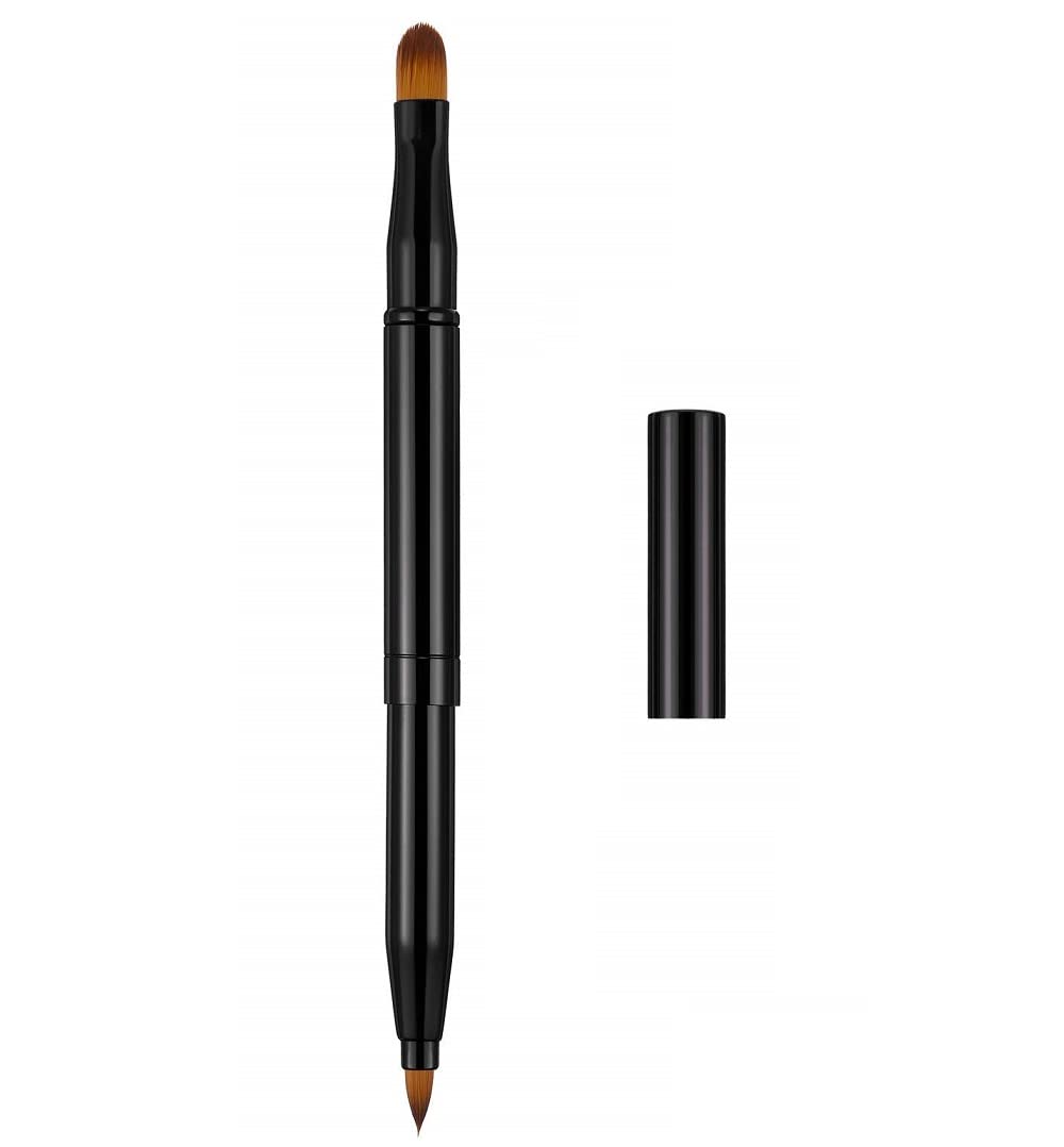 Exquisite Professional Lip Brush Applicators-Retractable Lipstick Brushes- Lipstick Gloss Makeup Brush Tool For Women and Girls (Two-Head-Black)