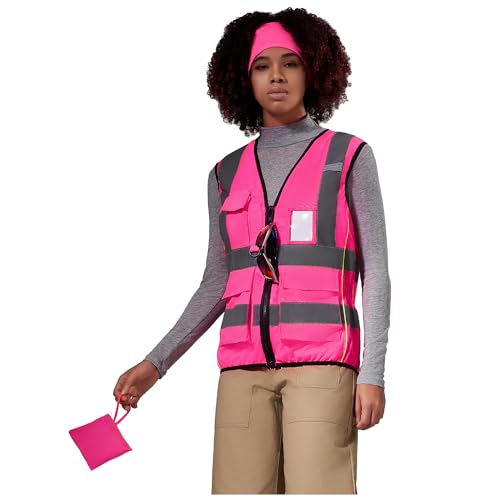 A-SAFETY Women's Pink Hi Vis Safety Vest with Pockets LADY