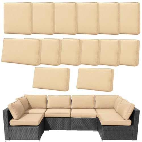 Frxeyaliz 14Pcs Outdoor Cushion Covers Replacement Washable w/Zipper for 6-Seaters Sofa Patio Slipcovers Set Seat and Back Covers Only-23.6x23.6x4inch