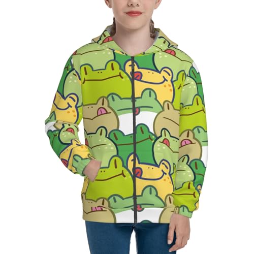 Cartoon Frog Kid Hoodies Boys Zip Up Sweatshirts Girls Pullover with Pocket3