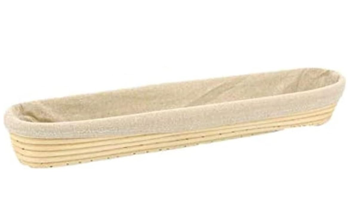 1Pcs with Linen Lining Multifunction Bread Basket, Baguette Proofing Bread Basket, Rattan Material, 43 x 9 x 5,5 cm
