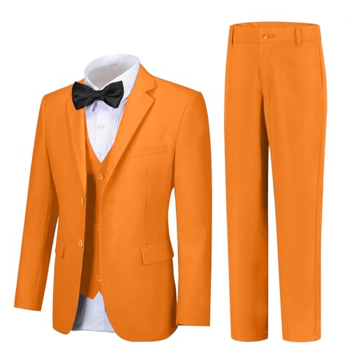 Image of Boy Suits 5 Pieces Formal Suit Set with Adjustable Waist Kids Dress Suit for Wedding Prom