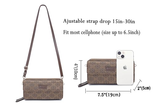 Image of Lanyani RFID Crossbody Wallet Wristlet Purse with Phone Pocket For Women Vegan Leather