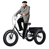 Tricycle for Adults, Snow Adult Drift Tires Tricycle, 3 Wheeled Fat Tire Trike 7 Speed Tricycle with Double Disc Brake, Maximum Load Capacity 450lbs, Bicycles for Seniors with Shopping Basket Outdoor