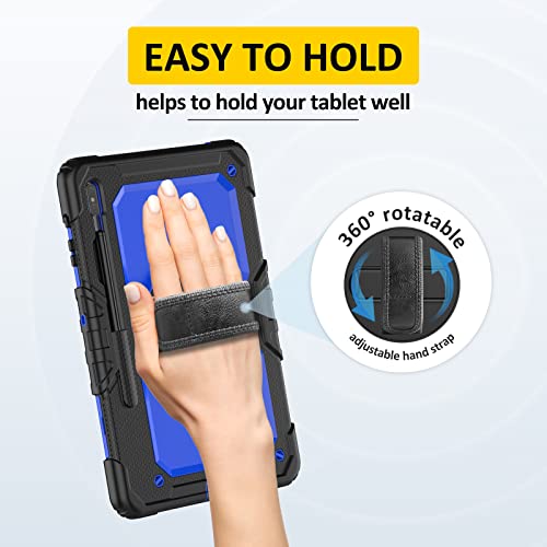 Case For Samsung Galaxy Tab S8 Ultra 14.6 Inch 2022,With 9H Tempered Glass Screen Protector | Ambison Military Grade Rugged Shockproof Case For Tab S8 Ultra- S-Pen Holder&360 Stand - Handle (Blue) #TOP2