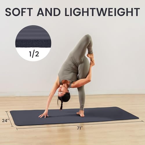 Image of BalanceFrom GoYoga All-Purpose 1 /2-Inch Extra Thick High Density Anti-Tear Exercise Yoga Mat with Carrying Strap