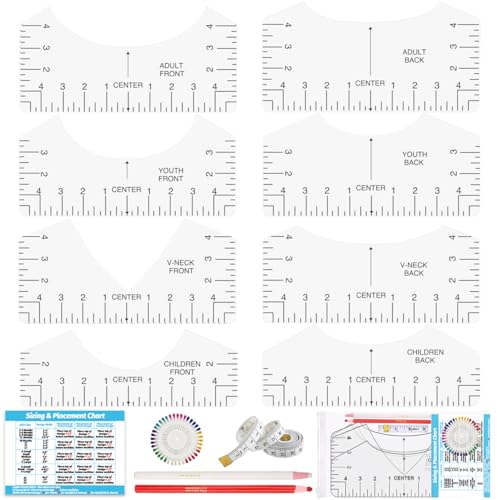 12Pcs Tshirt Ruler Guide for Vinyl Alignment, T Shirt Rulers to Center...