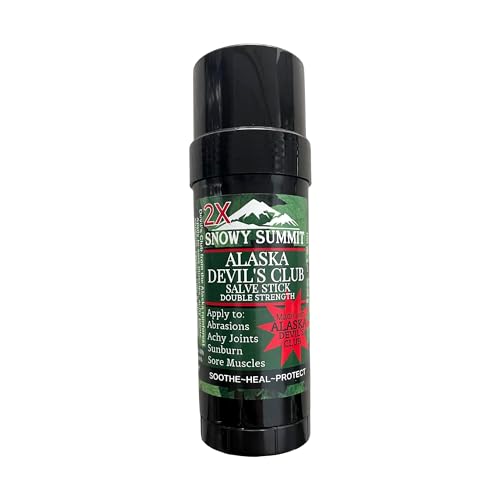 Snowy Summit Devils Club 2X Salve Stick - All-Natural Handcrafted Herbal Salve for Mess-Free Application - Muscle Rub In Stick Form with Light Herbal Scent and Portable Design