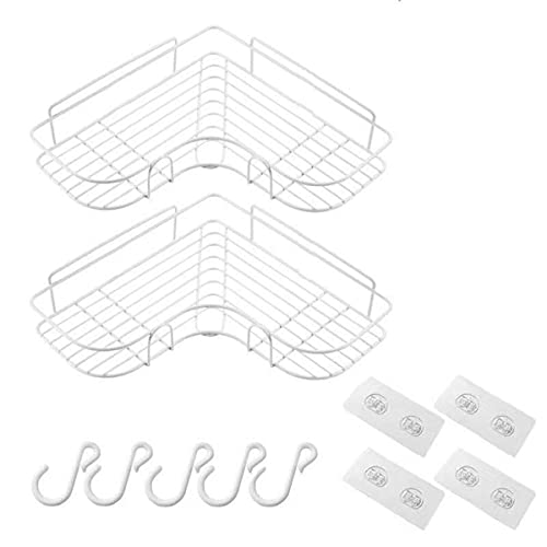 XuuSHA Suportes de casa de banho prateleira de casa de banho, sem perfuração de casa de banho, suporte de armazenamento de montagem na parede com ventosa organizador de casa de banho (cor: White (2