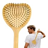 15.75' Heart-Shaped Bamboo Back Scratcher with Airbag Cushion – Elastic & Gentle on Skin, Relieves Itching & Massages Back, Shoulders, Legs, Suitable for Women ,Men & Adults (A-Pure Wood Color)