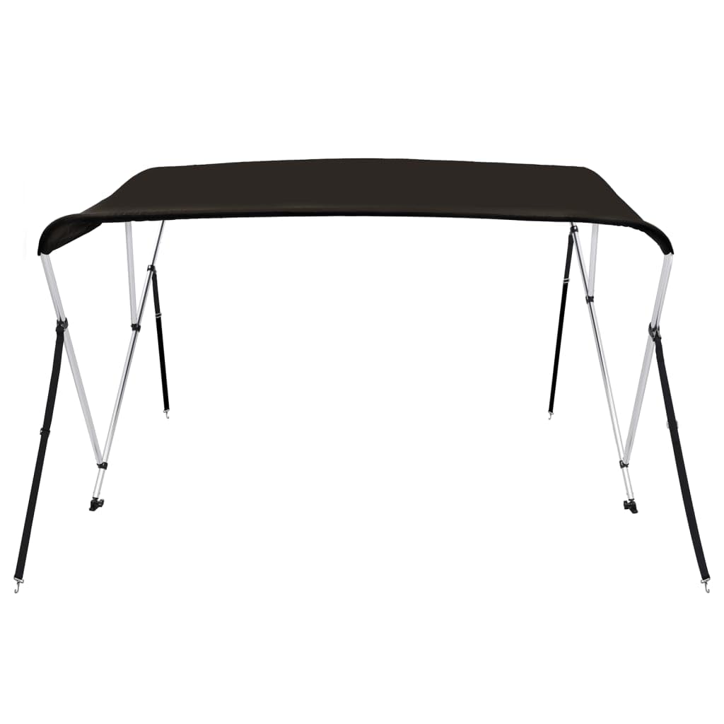 vidaXL Toldo Bimini de 3 Arcos, Capota Impermeable para Barco con Paredes Laterales, Cubierta para Barca, Protección contra Granizo Lluvia UV, Negro