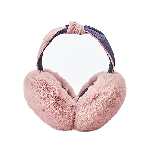 JIHUOO Winter Kunstpelz Ohrenwärmer Flauschige Plüsch Ohrenschützer Faltbare Ohrenwärmer Warme Ohrabdeckungen Earmuffs Winterzubehör für Mädchen Damen Rosa