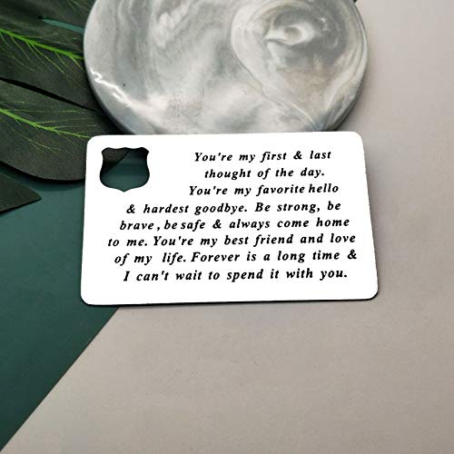 Police Officer Gift Metal Wallet Insert Card for Boyfriend Police Jewelry Husband Gift From Wife Couple Gift Anniversary Card Gifts Engraved Wallet Inserts Card Wedding Birthday Gifts for Men