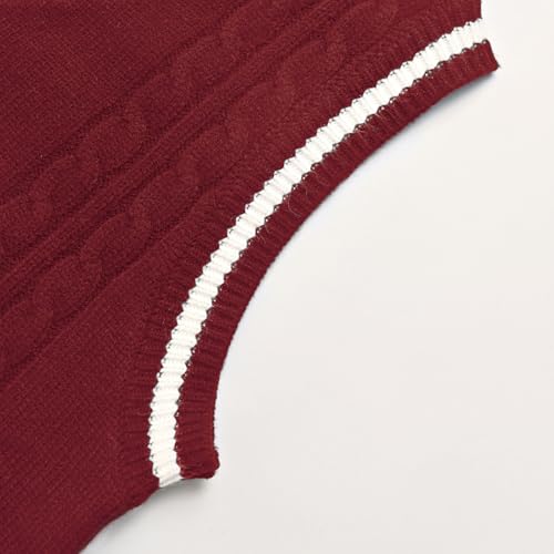 Image of Sweater Vest Women,Sleeveless V Neck Argyle Plaid Long Preppy Loose Knitted Casual School Sweaters Tank Top