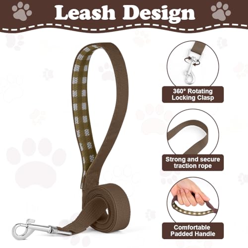 OFFCUP Hundegeschirr Leine Set für Hunde & Katzen Atmungsaktive Step-In Geschirr aus Mesh mit gepolsterter Weste Anti Zug Reflektierend Verstellbar Weich Welpengeschirr Katzengeschirr, Braun, M