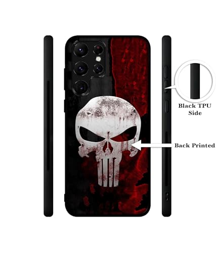 Image of Punisher Skull Design Premium 2D Printed Metal Back Case Cover for Samsung Galaxy S22 Ultra 5G
